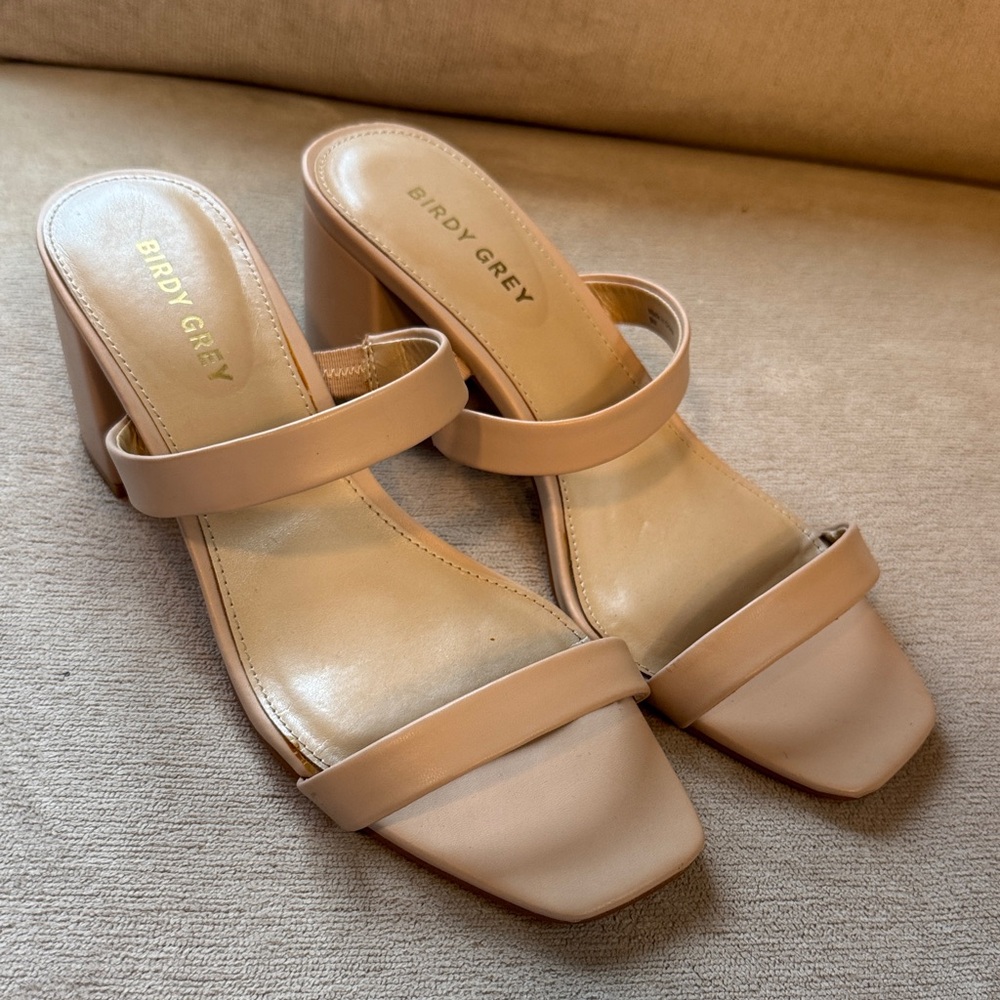 Birdy Grey Nude Block Heel Sandals - Picture 2 of 8